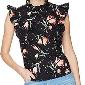 Rebecca Taylor Ikat Tulip Poplin Ruffle Top